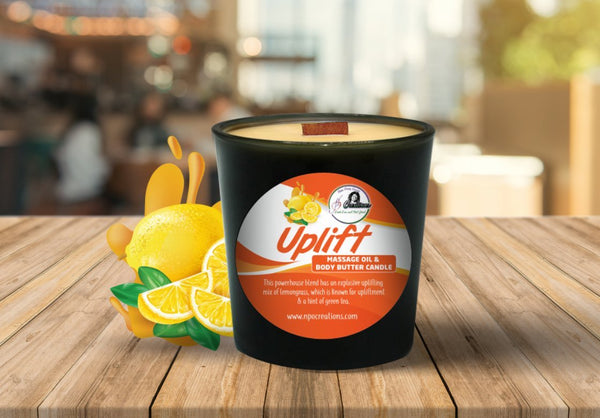 UPLIFT- MASSAGE OIL/ BODY BUTTER CANDLE (6oz)
