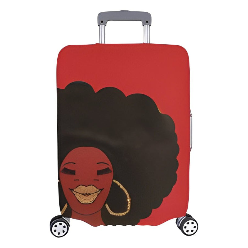 AFRO GOLD EARRING LARGE BAG RED Luggage Cover/Large 26"-28"