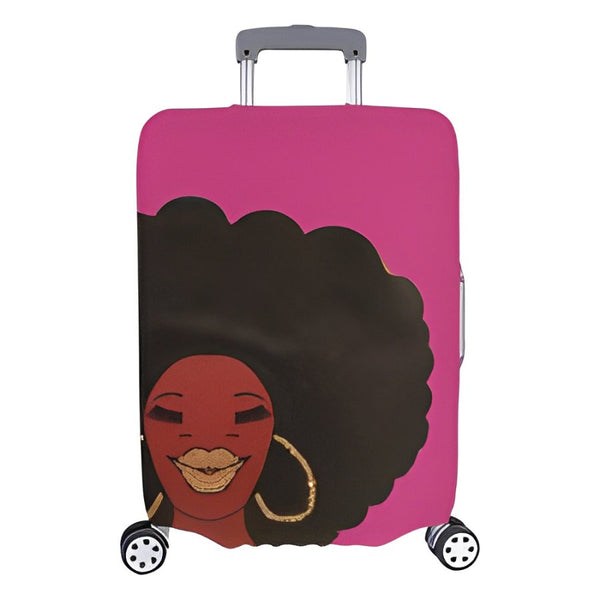 AFRO GOLD EARRING LARGE BAG PINK Luggage Cover/Large 26"-28"