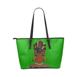 Go Get It Green Leather Tote Bag/Large (Model 1640)