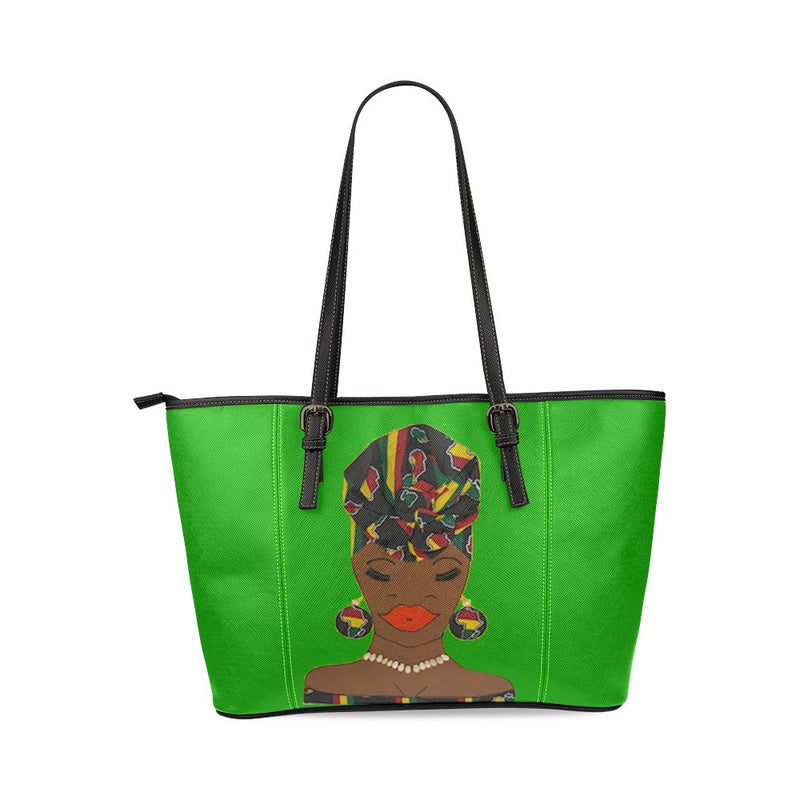 Go Get It Green Leather Tote Bag/Large (Model 1640)