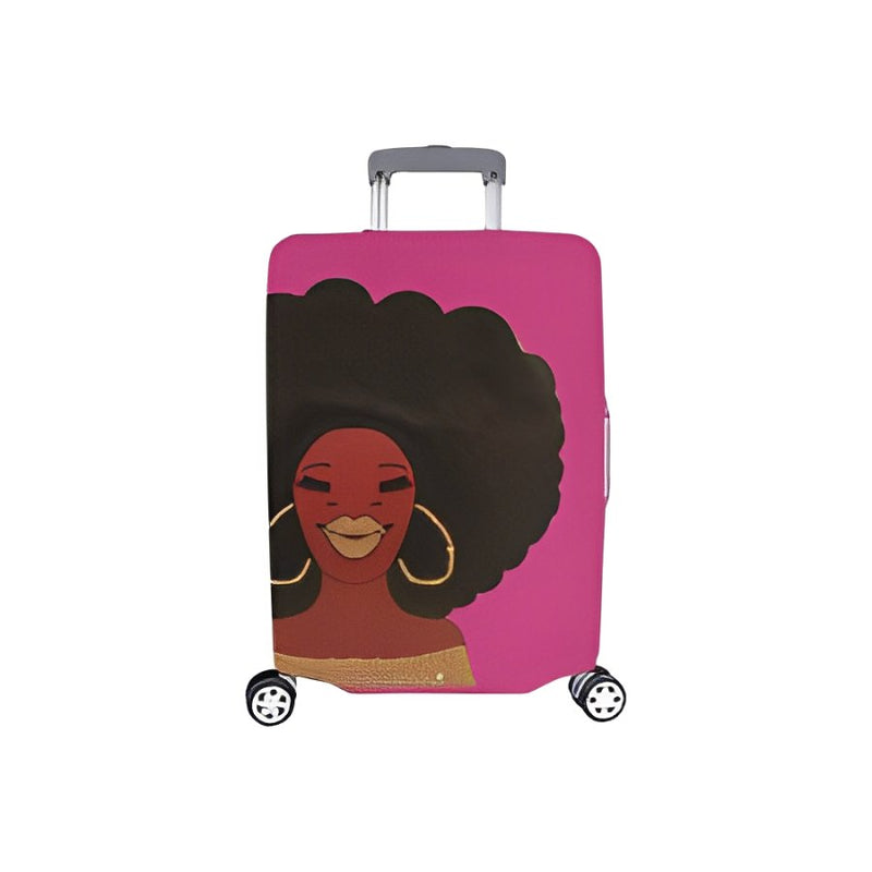 AFRO GOLD EARRING SMALL PINK Luggage Cover/Small 18"-21"