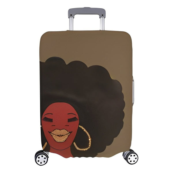 AFRO GOLD EARRING LARGE BAG BROWN Luggage Cover/Large 26"-28"