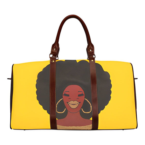 AFRO Yummy Yellow Waterproof Travel Bag/Large (Model 1639)