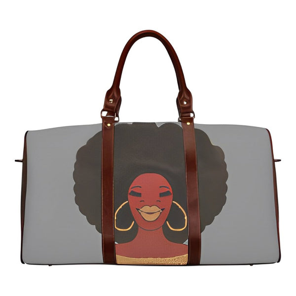 AFRO Doing It Dark Grey Waterproof Travel Bag/Large (Model 1639)