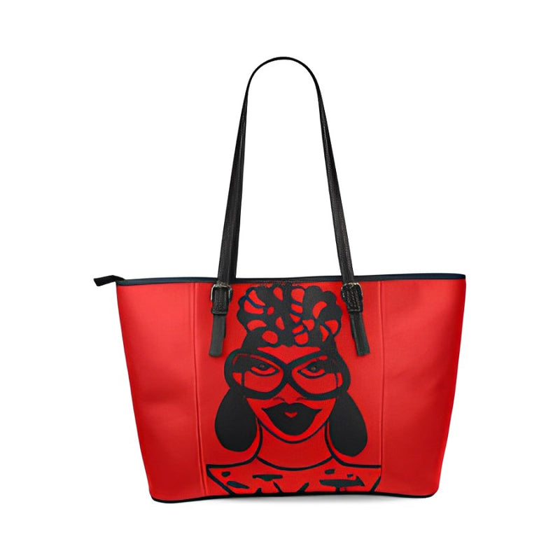 Headwrap Radiant Red Leather Tote Bag/Large (Model 1640)