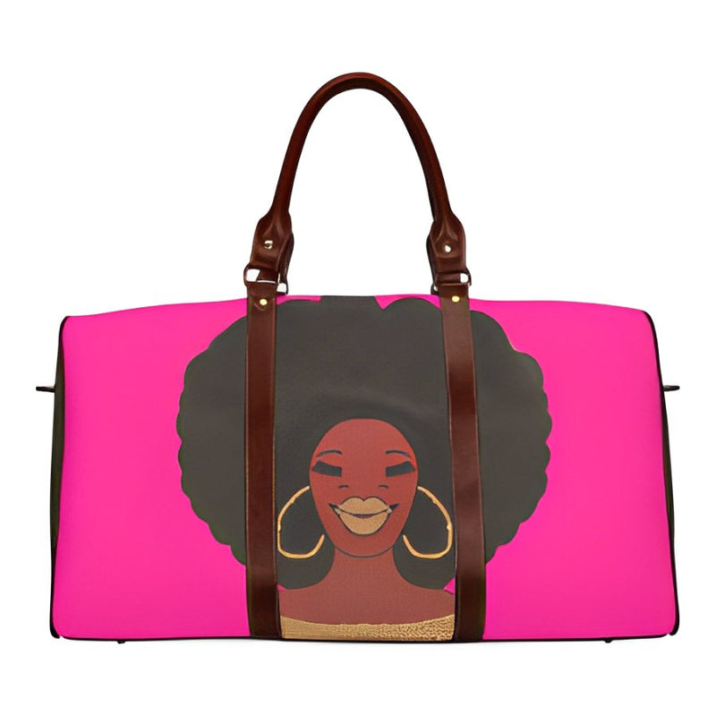 AFRO Poppin Pink Waterproof Travel Bag/Large (Model 1639)