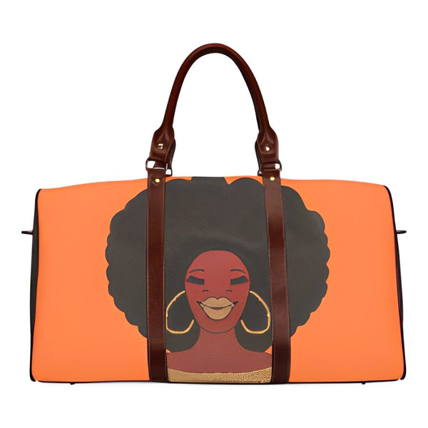 AFRO Outrageous Orange Waterproof Travel Bag/Large (Model 1639)