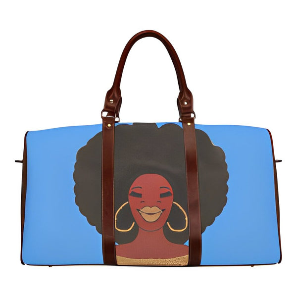 AFRO Boss Chick Blue Waterproof Travel Bag/Large (Model 1639)