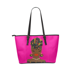 Poppin Pink Leather Tote Bag/Large (Model 1640)