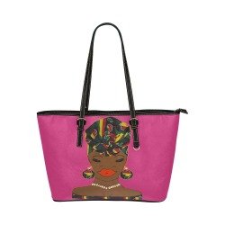 headwrap pink tote large Leather Tote Bag/Large