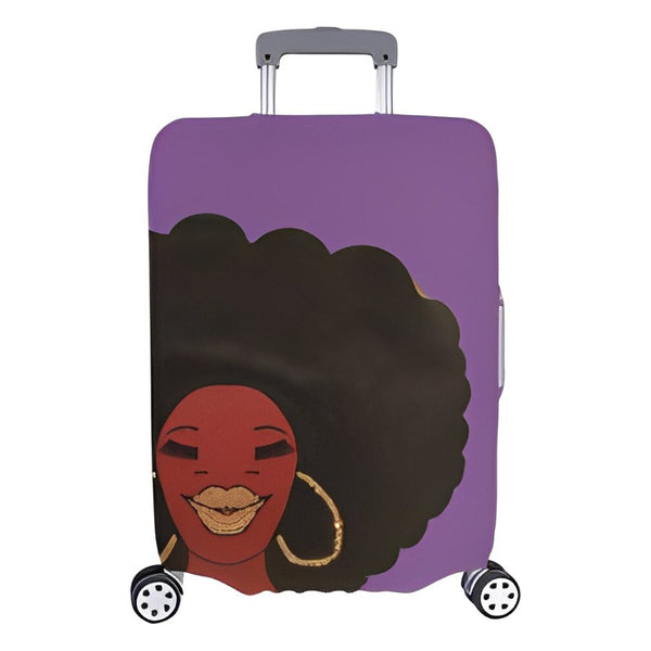 AFRO GOLD EARRING LARGE BAG PURPLE Luggage Cover/Large 26"-28"