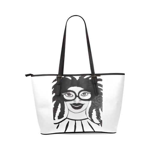 Warrior White Leather Tote Bag/Large (Model 1640)