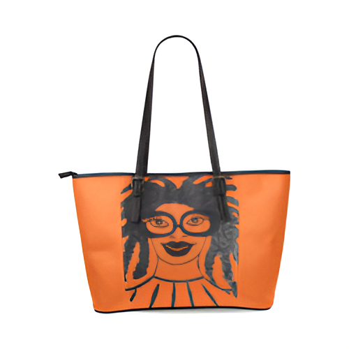 Outrageous Orange Leather Tote Bag/Large (Model 1640)