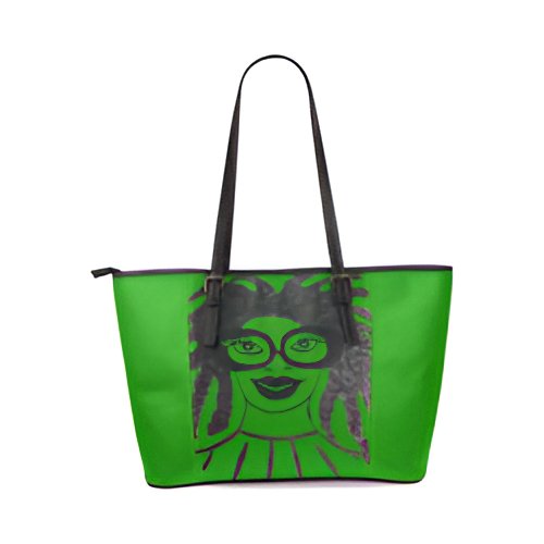 Got Get It Green Leather Tote Bag/Large (Model 1640)