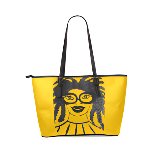 Yummy Yellow Leather Tote Bag/Large (Model 1640)