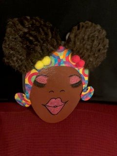 WOOD PLAQUE AFRO PUFFS