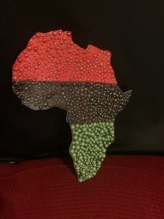 WOOD PLAQUE RED, BLACK, AND GREEN AFRICA